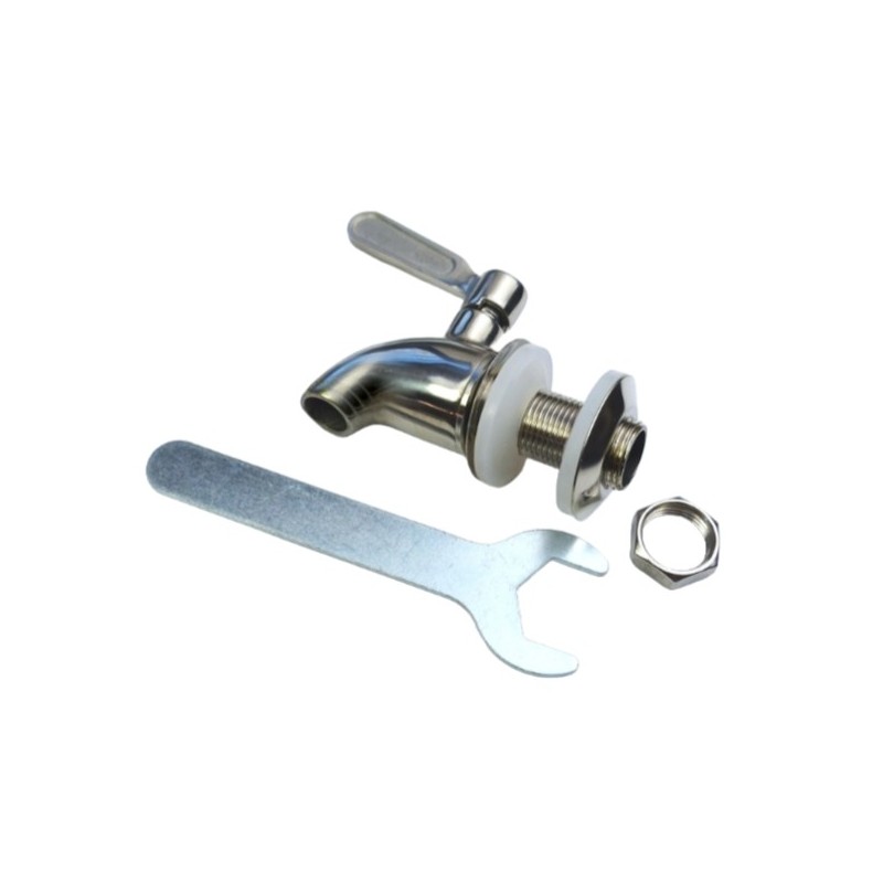 Robinet inox  pour fontaine en terre cuite avec sa clé de montage