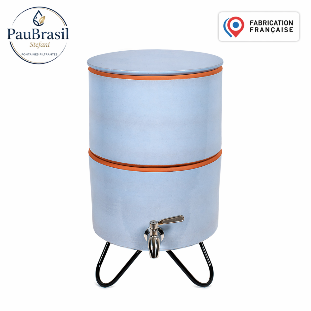 Filtre à eau avec socle PAUBRASIL 5L terre cuite émaillée bleue